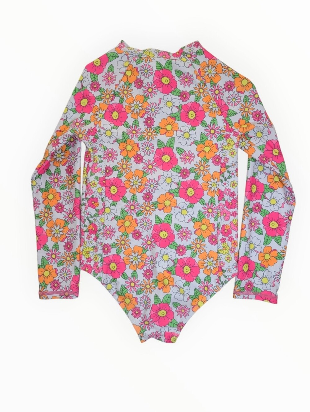 Betsey Johnson Neon Floral Zip Front Swimsuit Girls 6 - Picture 2 of 6